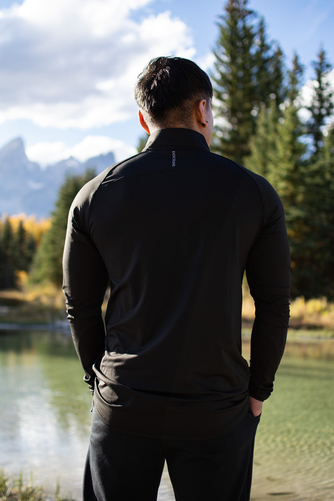 Long Sleeve Performance Zip Top — Stealth Black