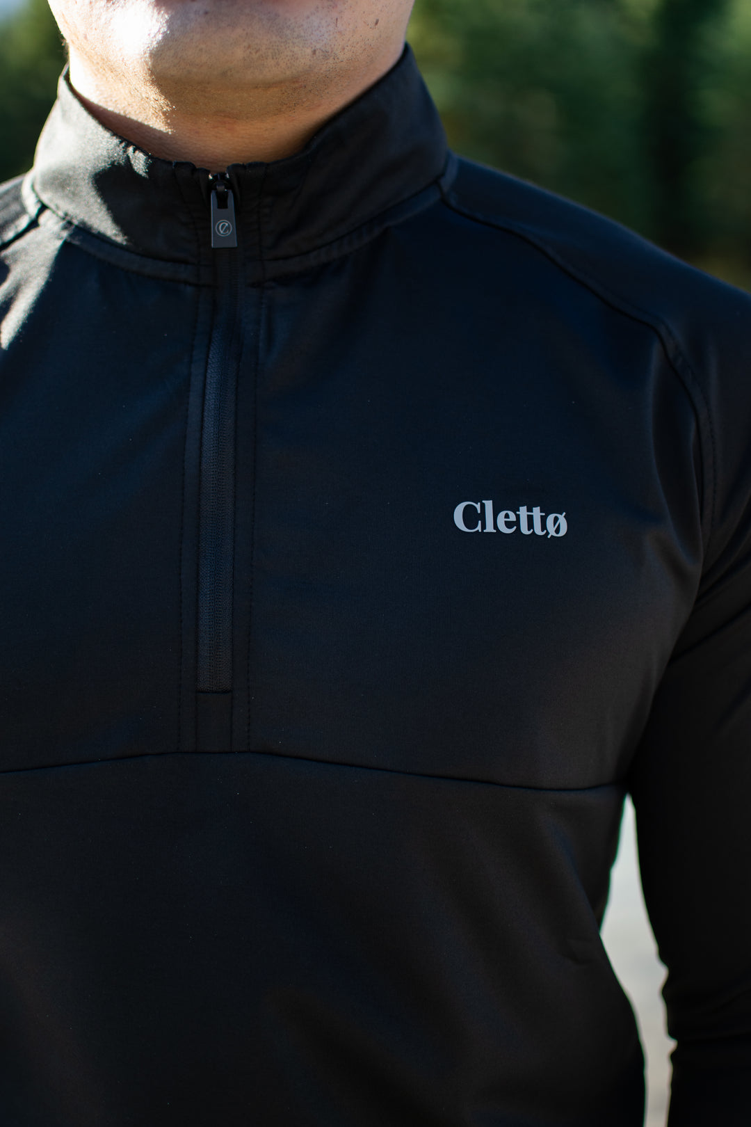 Long Sleeve Performance Zip Top — Stealth Black