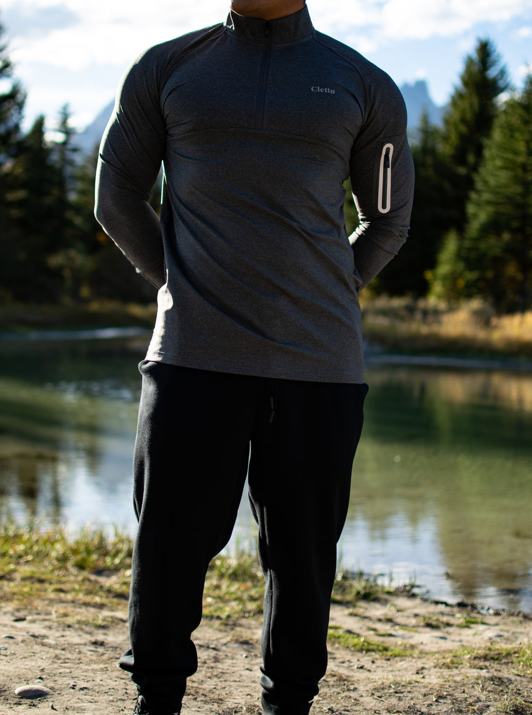 Long Sleeve Performance Zip Top — Iron Grey