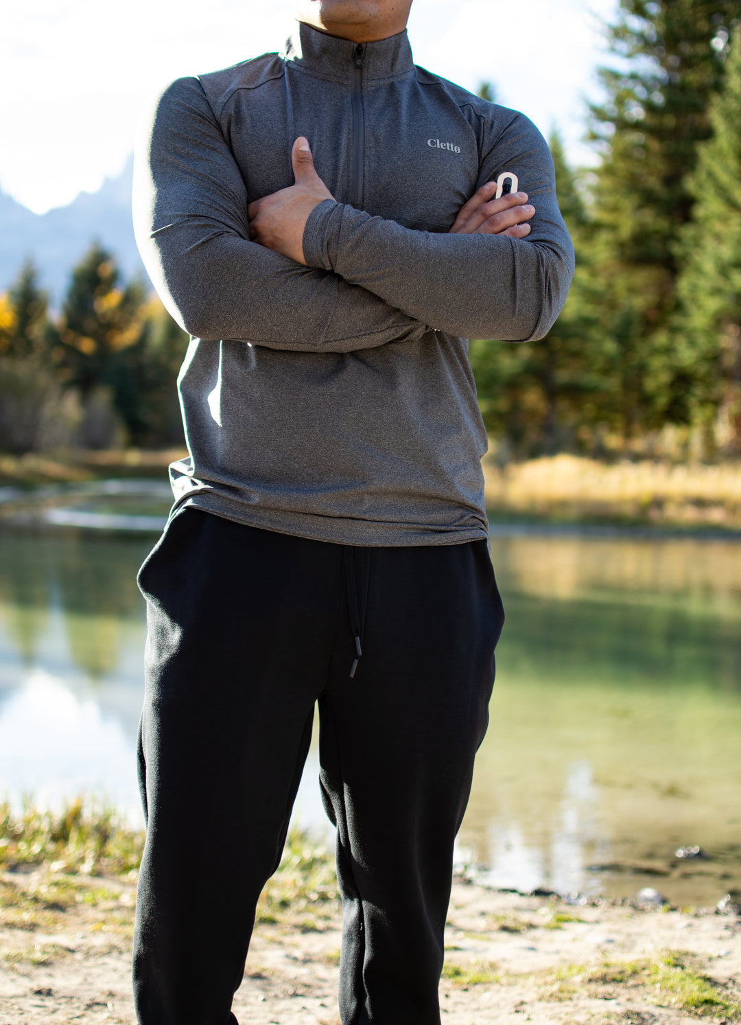 Long Sleeve Performance Zip Top — Iron Grey
