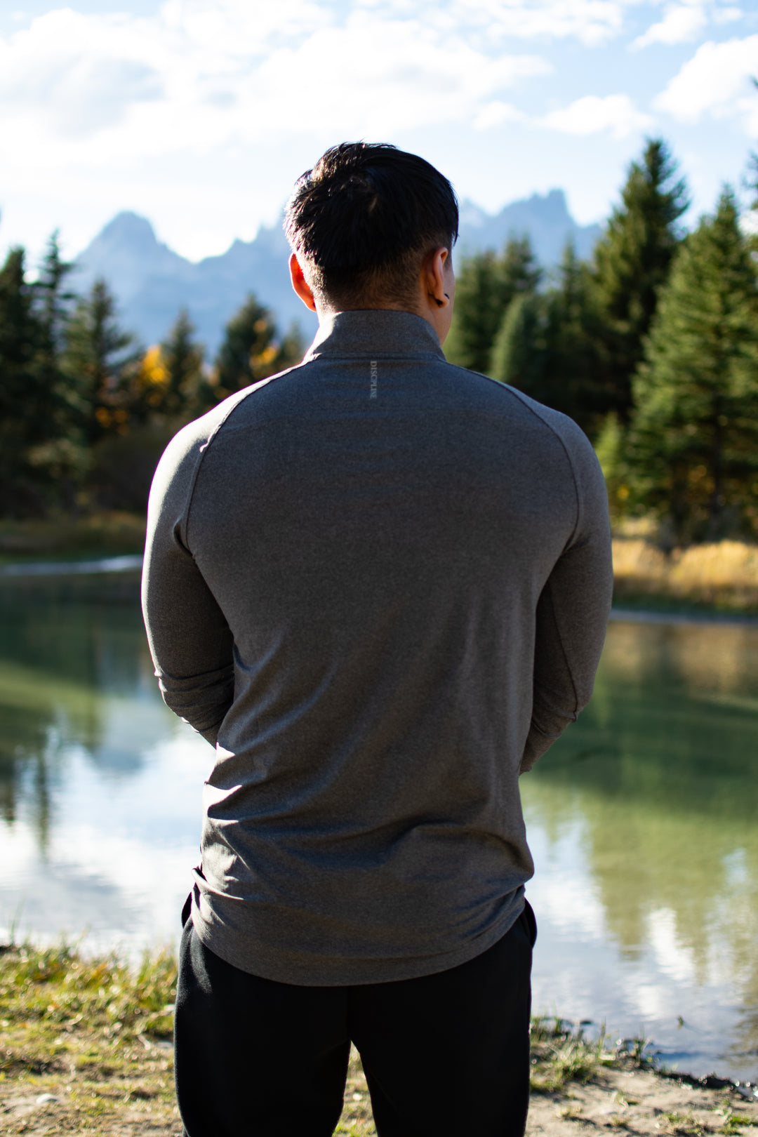 Long Sleeve Performance Zip Top — Iron Grey